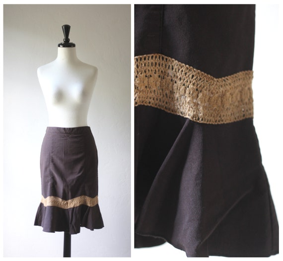 Darling Chocolate Brown Vintage Wiggle Skirt / 199