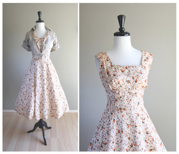 Pinup Perfect Rosebud Floral Vintage 1950s Fit & F