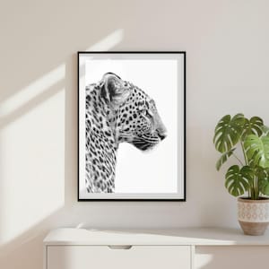 Vintage Leopard Print, Luxury Animal Glamour Fashion Chic Poster, Black and White Fine Art Photography, Old Money Lifestyle