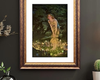 Midsummer Eve Leinwanddruck – Edward Robert Hugos Feenmalerei (8.5 "x 11")