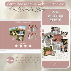On Cloud Wine Bachelorette Website Template | Wine Country Canva Itinerary | Champagne Bridal Weekend | Editable Digital Invite
