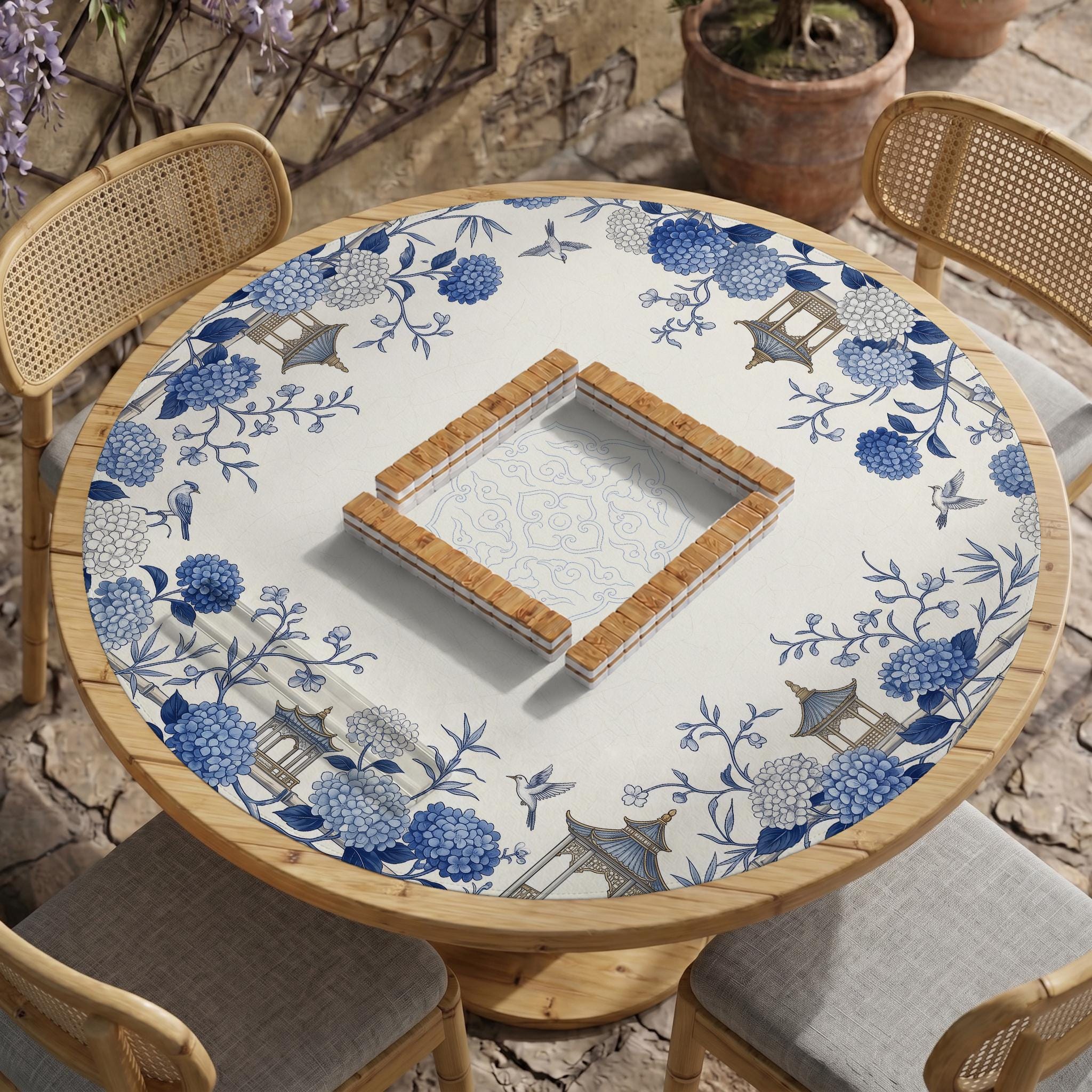 Blue Botanical Mahjong Mat image 2