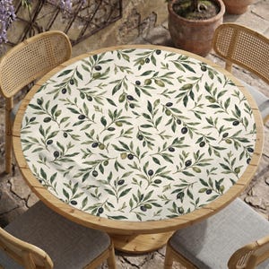 Olive Branch Grove Round Mahjong Mat, Circular American Mah Jongg Playmat, Table Pattern