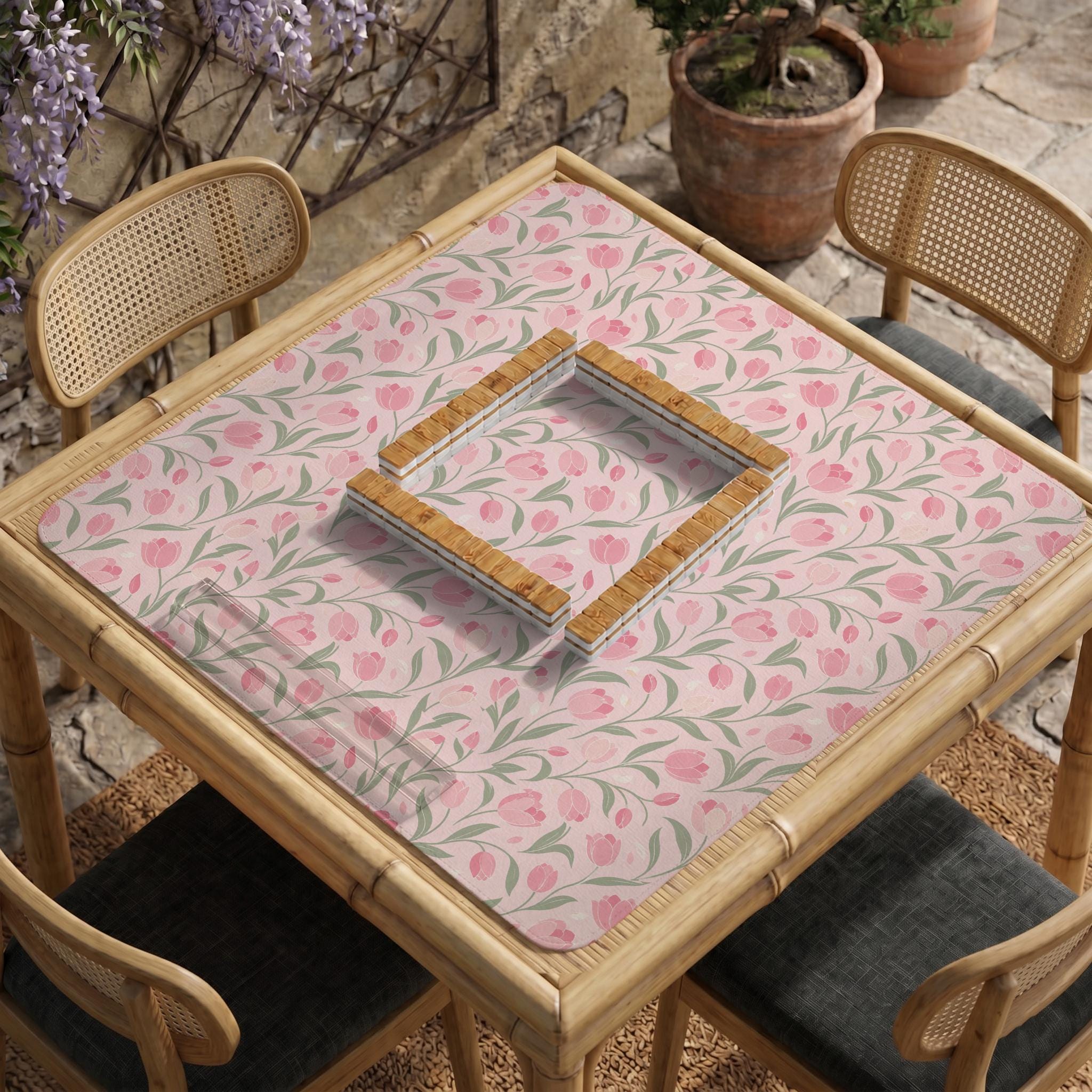 Pink Floral Mahjong Mat image 2