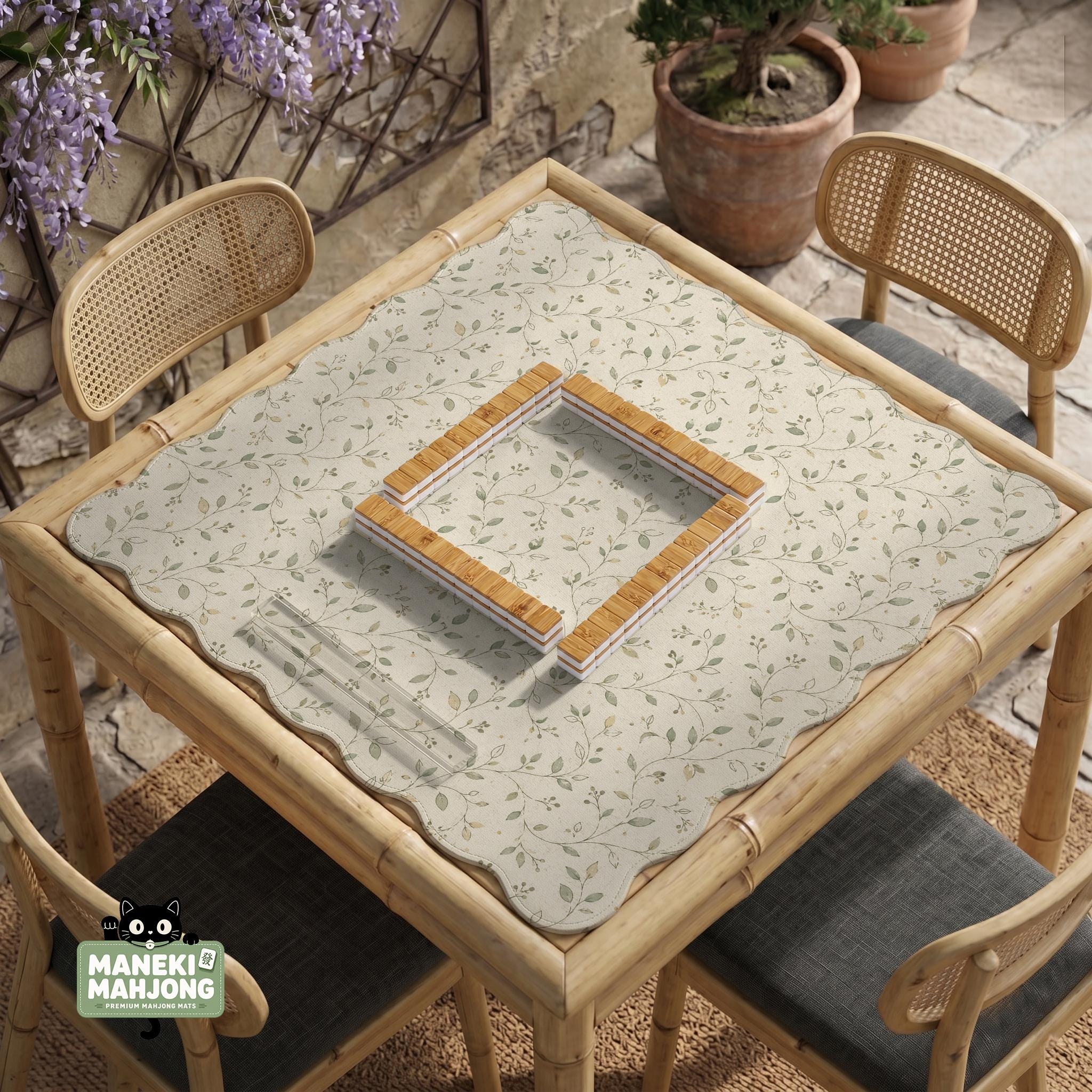 Cream Botanical Mahjong Mat image 2