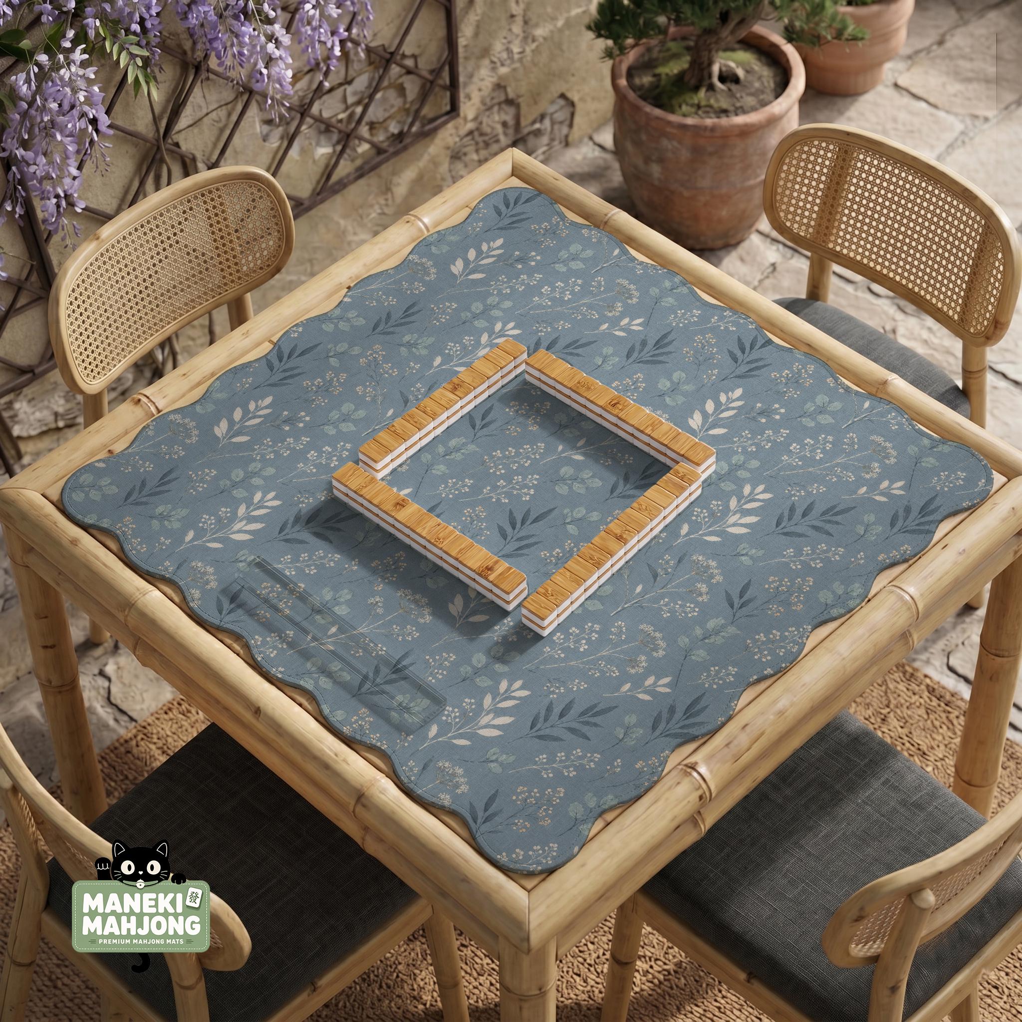 Blue Botanical Mahjong Mat image 3