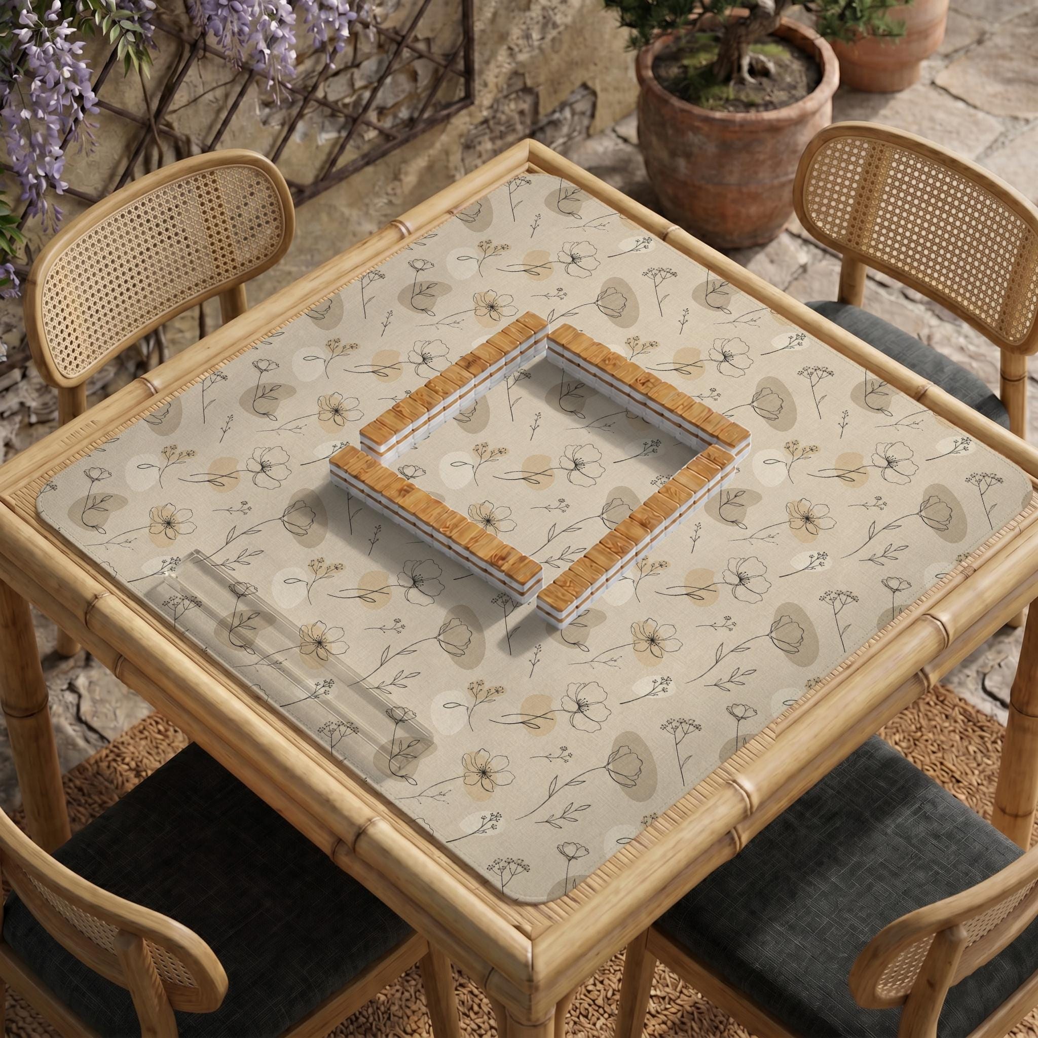 Neutral Floral Mahjong Mat image 4