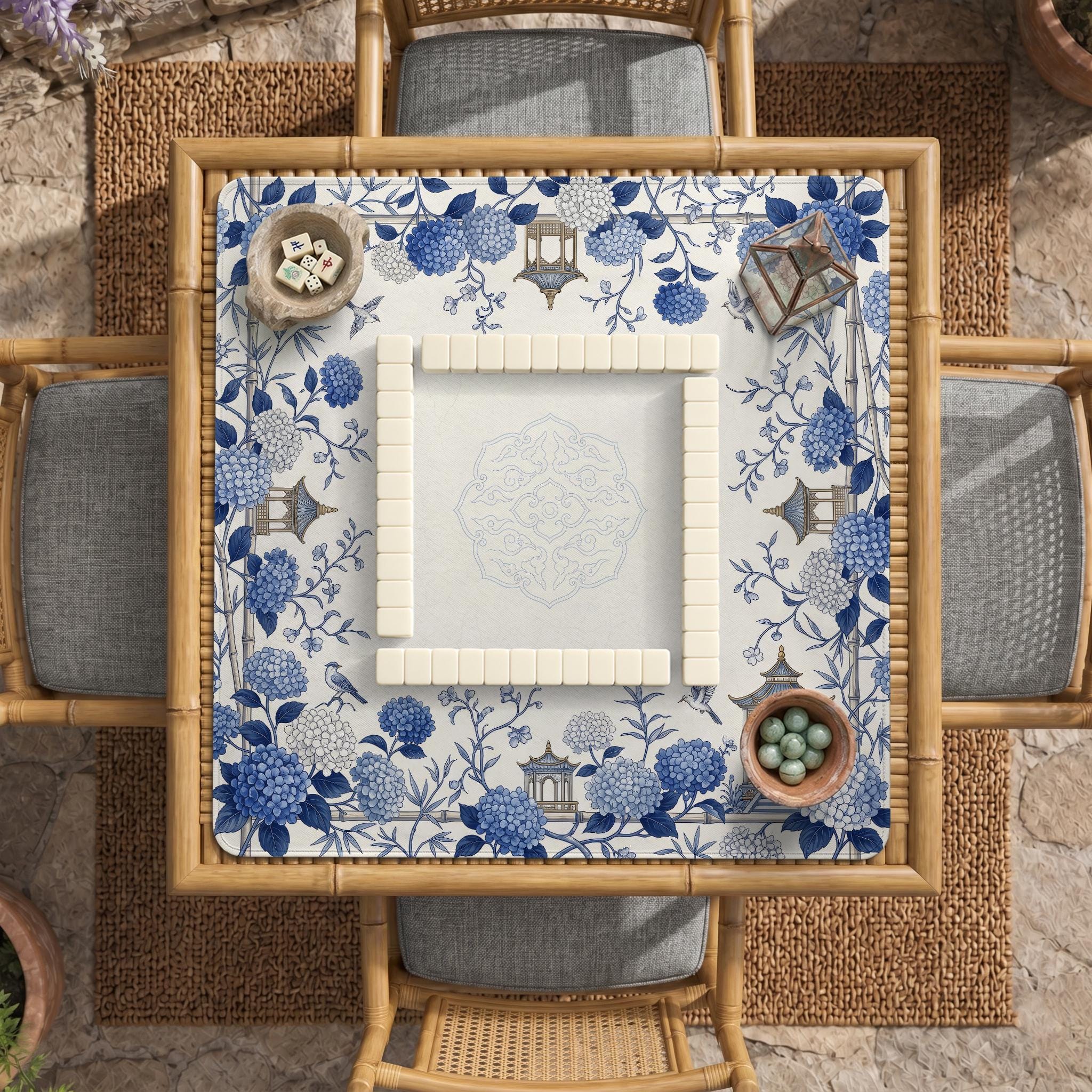 Blue Botanical Mahjong Mat image 3