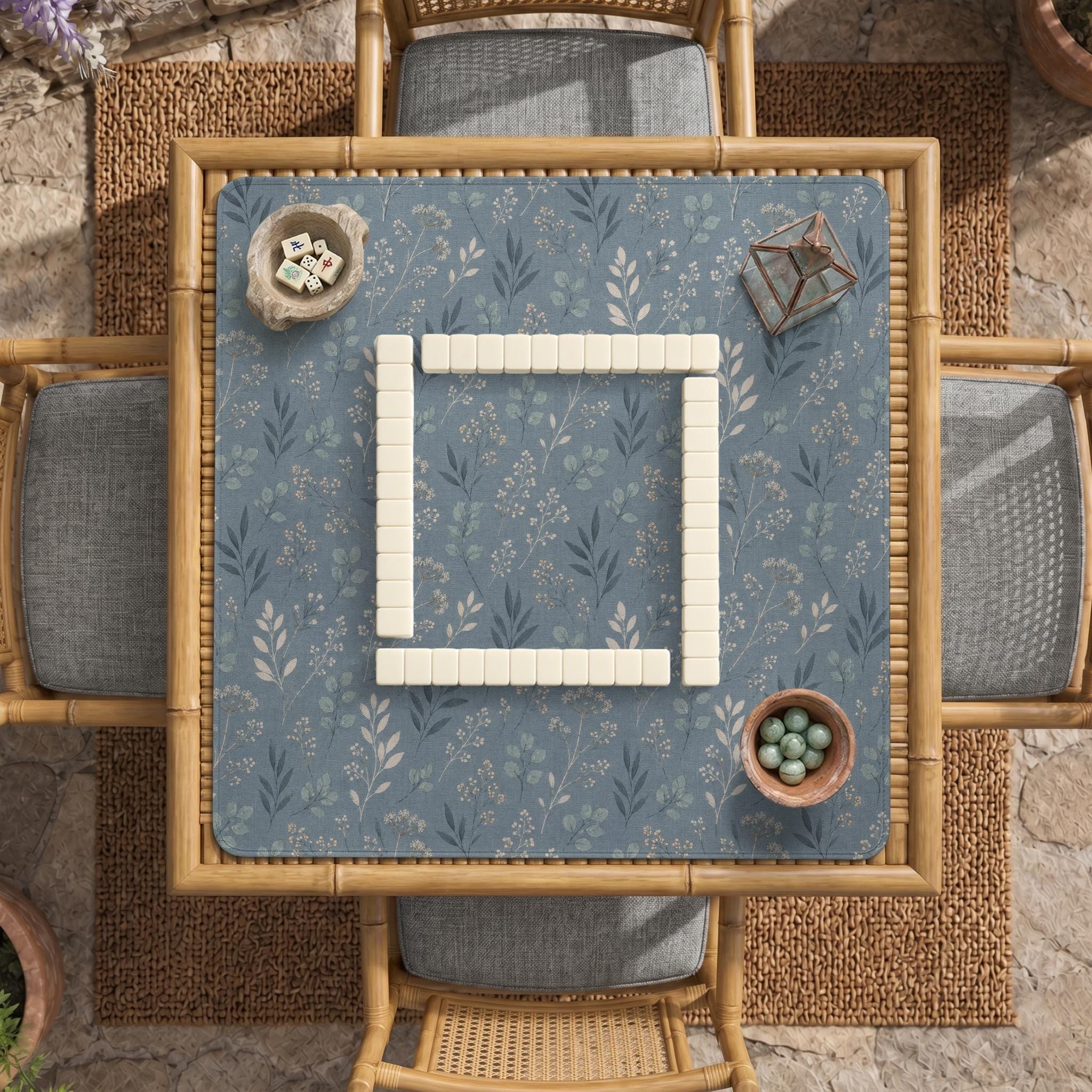 Blue Botanical Mahjong Mat image 3