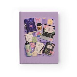 Arbeitszimmer Collage Journal | Gefüttertes Notizbuch, lila Hardcover