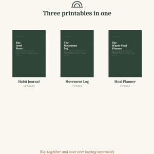 Wellness Planner Bundle | Habit Journal, Movement Log & Meal Planner | Printable Self Care Kit | A4 + US Letter PDF image 1