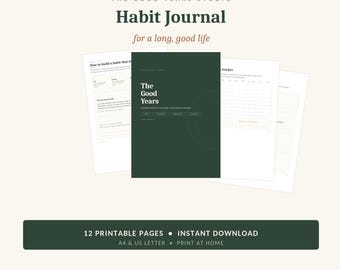 Habit Tracker Journal Printable | Wellness and Self Care Planner | Healthy Habits, Movement & Nutrition | A4 + US Letter PDF