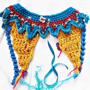Peter Pan Necklace Collar, Unique, Handmade, Crochet, Floral Touches, Fairycore, Cottagecore, Statement, Slow Fashion