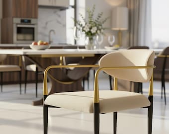 Art Deco Dining Chair | Luxury Gold Accent Seating | Boutique Hotel Furniture | Designer Interior Piece | Contemporary Elegance
