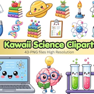 Può includere: Una collezione di illustrazioni digitali a tema scientifico che include un camice da laboratorio, libri, Saturno, un becco Bunsen, atomi, una calamita, DNA, una cartellina, un microscopio, un portatile, un cervello con lampadina e provette.