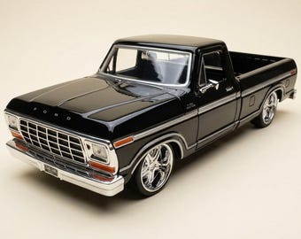1979 Ford F-150 Custom Pickup Black 1/24 Scale Diecast Model Car