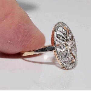 Bague Art déco en filigrane Moissanit, bague tendance vintage Vergoldeter en argent sterling 925 image 5