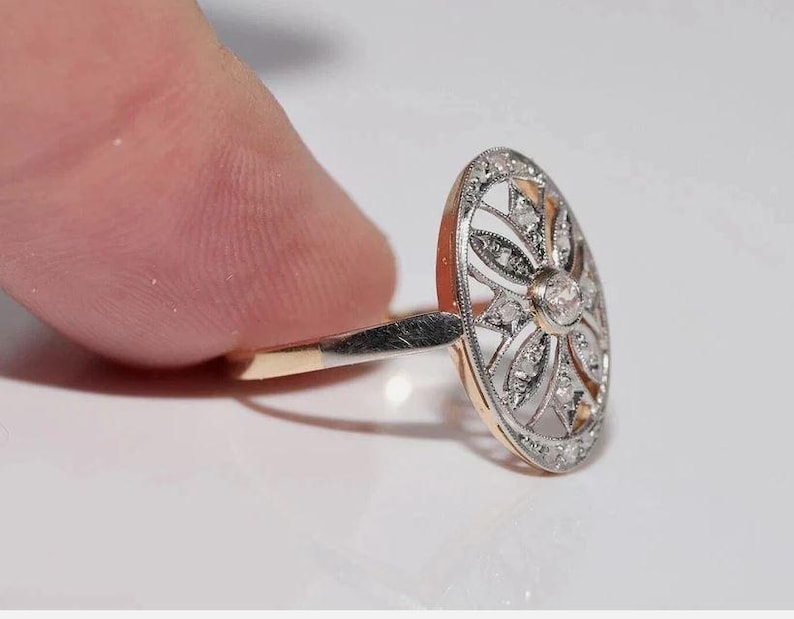 Bague Art déco en filigrane Moissanit, bague tendance vintage Vergoldeter en argent sterling 925 image 5
