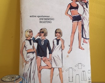 Vintage sewing pattern: Butterick 3546 from 1965, size 16 UK or 36" bust, a seven-part glamorous beach wardrobe