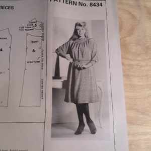 Vintage sewing pattern: People&#39;s Friend No 8434, 1980s belted tunic dress with long sleeves pleated at cuff, size 18 UK