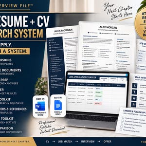 ATS-cv-sjabloon, cv-bundel, sollicitatiekit, motivatiebrief, interviewvoorbereiding, sollicitatietracker