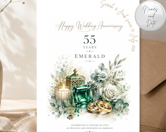 Personalised Emerald Anniversary Card | 55 Years Married Gift, Parents Couple