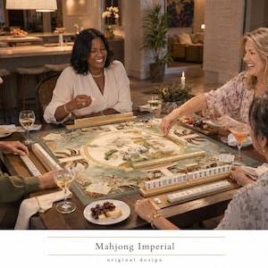 Mahjong Game Mat Lotus Imperial Scoring Layout, Botanical Silk Look, 2 Sizes 22×22 & 31.5×31.5 in, Luxury Table Pad image 7