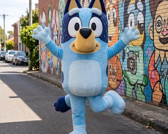 Disfraz de mascota Bluey, traje completo de cosplay para adulto para fiesta de cumpleaños, atuendo de actuación de personaje, lindo perro Heeler, disfraz de Halloween para fiesta