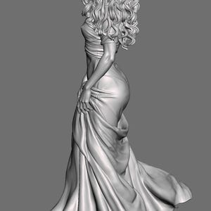Estatua de mujer elegante STL, figura femenina para impresión 3D, escultura de vestido, figura decorativa de dama, archivo digital imprimible en resina imagen 9