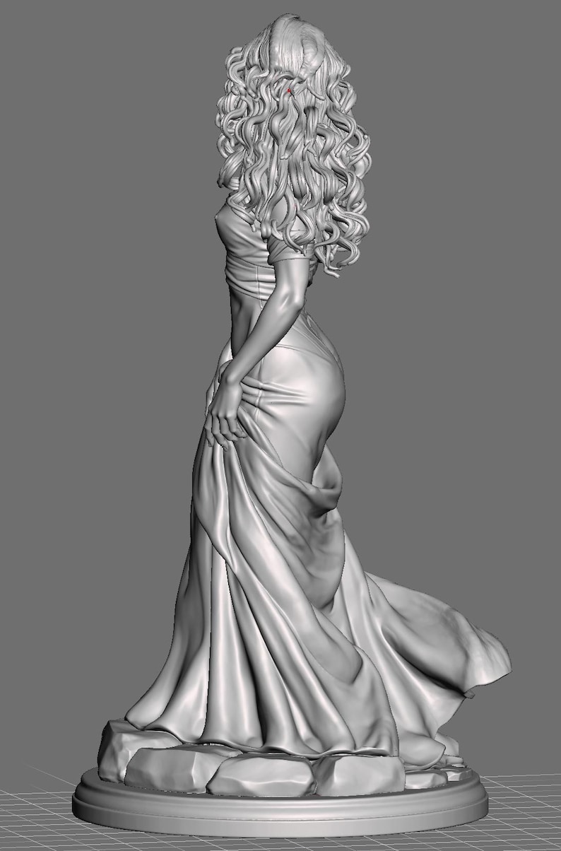 Estatua de mujer elegante STL, figura femenina para impresión 3D, escultura de vestido, figura decorativa de dama, archivo digital imprimible en resina imagen 9