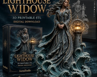 Lighthouse Widow STL, Gothic Ocean Woman 3D Printable Figure