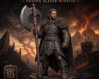 Dragon Slayer Warrior STL – Viking Axe Fighter Fantasy 3D Print File