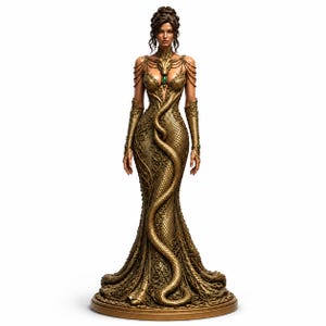 Emerald Serpent Empress STL, Fantasy Queen Figurine, One Piece 3D Printable Model, Snake Goddess Statue, Resin Miniature Download