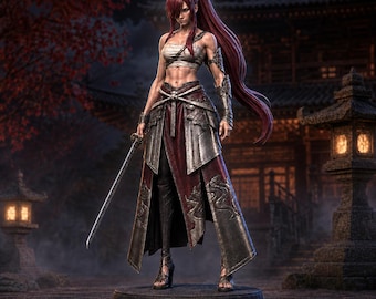 Erza Scarlet STL, Fairy Tail Anime 3D Print File, Female Knight Figure, Digital Download, Fantasy Warrior Model