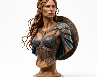 Wonder Woman Bust, Female Warrior Bust STL, Shieldmaiden 3D Print Model, Fantasy Warrior Statue, Detailed Armor Bust, Digital Download