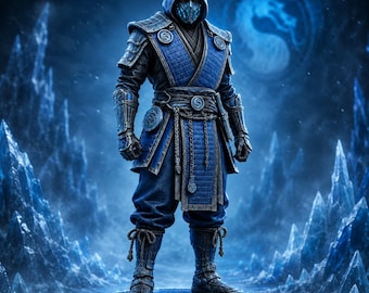 Sub-Zero Model, Ice Ninja Warrior STL, 3D Printable Frost Assassin Statue, Fantasy Fighter Figure