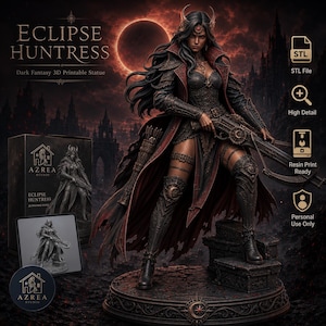 Gothic Crossbow Huntress STL | Dark Fantasy Female Archer Statue