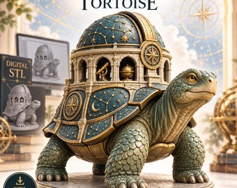 Observatory Tortoise STL, Celestial Turtle Figurine for 3D Printing