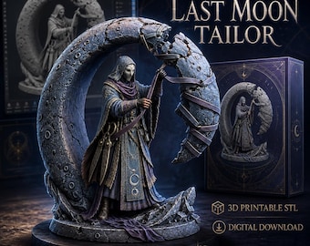Moon Tailor STL Figure, Dark Fantasy Lunar Mage 3D Printable Model