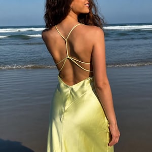 neon yellow slip dress Neon Desert Silk Slip Dress