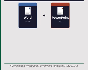 May include: A digital bundle featuring a blue icon labeled Word .docx and a red icon labeled PowerPoint .pptx, with the text Accessible Word and PowerPoint Bundle at the top and Fully editable Word and PowerPoint templates, WCAG AA at the bottom.