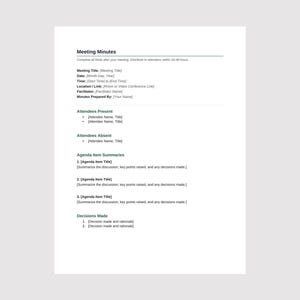 Accessible Meeting Minutes Template, Executive Edge Style, WCAG AA, Microsoft Word