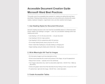 Accessible Document Best Practices Guide, Microsoft Word, WCAG AA and EAA Compliant