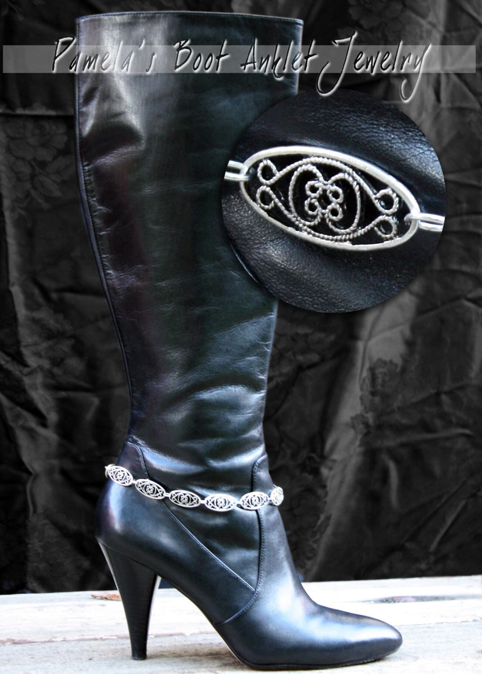 Boot Anklet Jewelry Large Silver Filigree Etsy