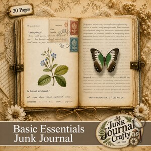 Vintage maskulin skräpjournal, neutrala journalsidor, grundläggande nödvändigheter, digitala vintagepapper för män, utskrivbara scrapbooksidor, 30 sidor