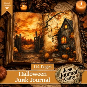 Halloween Junk Journal Printable Pages, Halloween Ephemera, Vintage Halloween Papers, Spooky Junk Journal Kit, Fall Scrapbook Digital Papers
