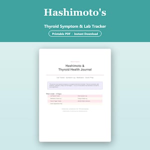Diario de salud para la tiroiditis de Hashimoto / Registro de síntomas, seguimiento de análisis de laboratorio, medicación / Descarga instantánea en PDF
