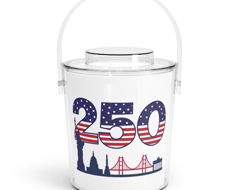 Fête de l'indépendance 250 4 juillet drapeau des États-Unis seau à glace Skyline