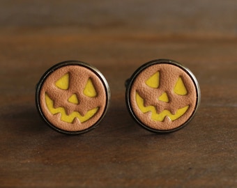 Men's cufflinks - Vintage Style Cufflinks - Halloween Pumpkin Head-Jack-O'-Lanterns Cufflinks With a Gift Box