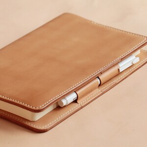 Funda para notas, cuaderno, Moleskine o Field Notes, 100 % piel curtida vegetal cosida a mano